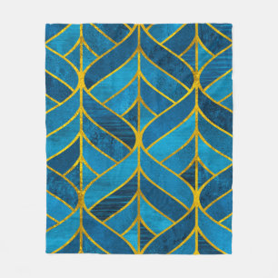 Gold und blaues Muster auf Grunge Hintergrund, nah Fleecedecke
