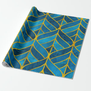 Gold und blaues Muster auf Grunge Hintergrund, nah Geschenkpapier