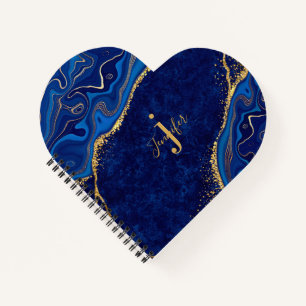 Gold und Blue Agate Modernes, elegantes Marmordesi Notizbuch