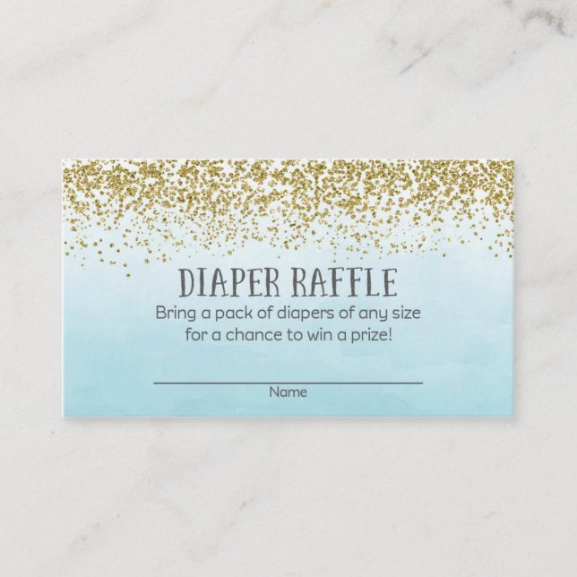 Gold und Blue Baby Dusche Windeln Raffle Tickets Begleitkarte (Vorderseite)