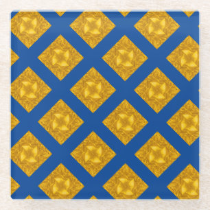 Gold und Blue Criss Cross Glasuntersetzer