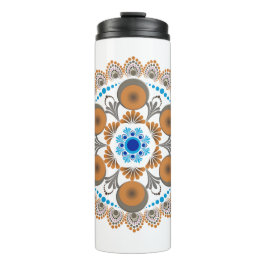 Gold und Blue Dot Mandela Thermosbecher