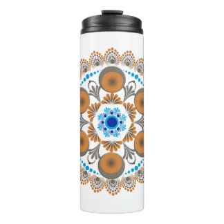 Gold und Blue Dot Mandela Thermosbecher