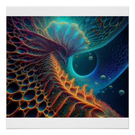 Gold und Blue Fern Poster