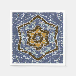 Gold und Blue Geometric Crackled Design Serviette