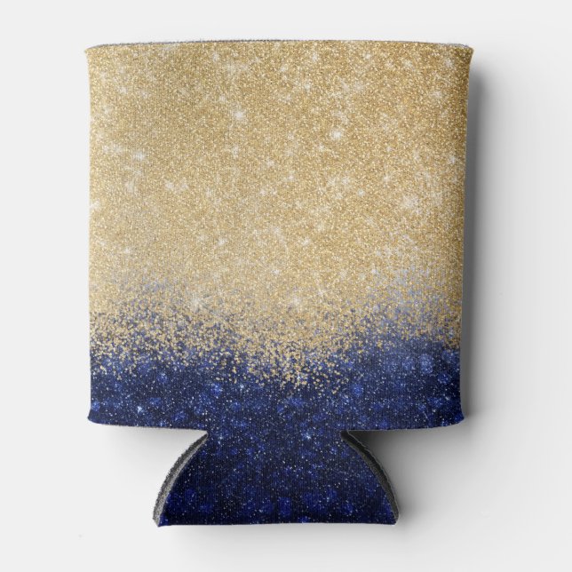 Gold und Blue Glitzer Ombre Luxury Design Dosenkühler (Vorderseite)