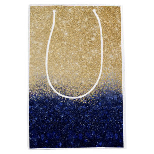 Gold und Blue Glitzer Ombre Luxury Design Mittlere Geschenktüte
