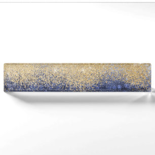 Gold und Blue Glitzer Ombre Luxury Design Namensplakette