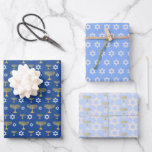 Gold und Blue Hanukkah Urlaubsmuster Geschenkpapier Set<br><div class="desc">Holiday Hanukkah-Muster</div>