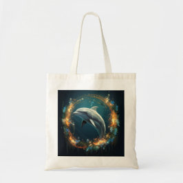 Gold und Blue Happy Dolphin Tragetasche