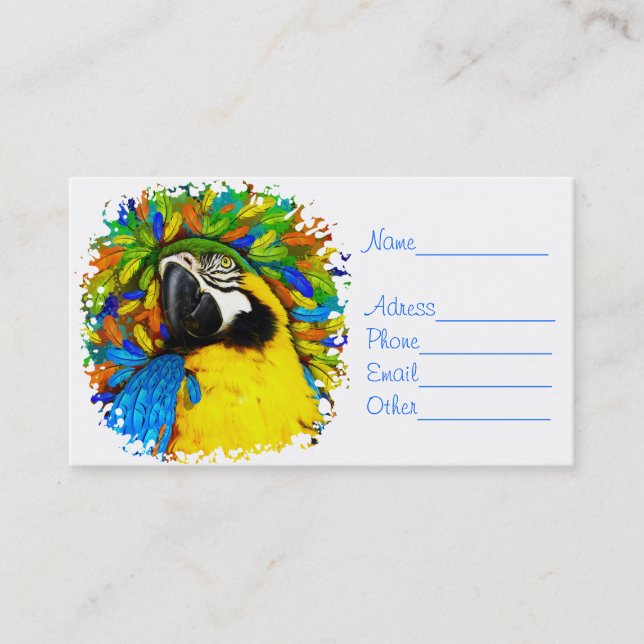 Gold und Blue Macaw Parrot Fantasy Business_Cards Visitenkarte (Vorderseite)
