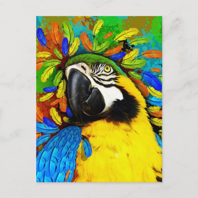 Gold und Blue Macaw Parrot Fantasy Postkarten (Vorderseite)