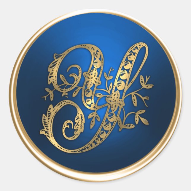 Gold- und Blue Monogram-Y-Umschlag Aufkleber (Vorderseite)