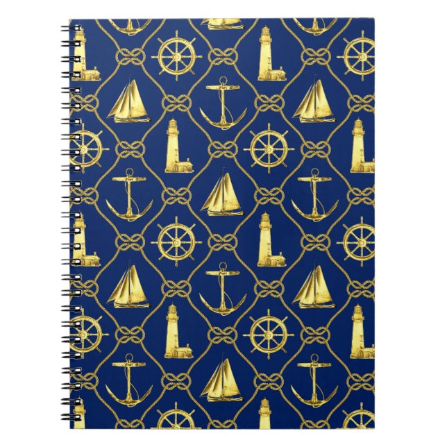 Gold und Blue Nautical Writing Journal Notizblock (Vorderseite)