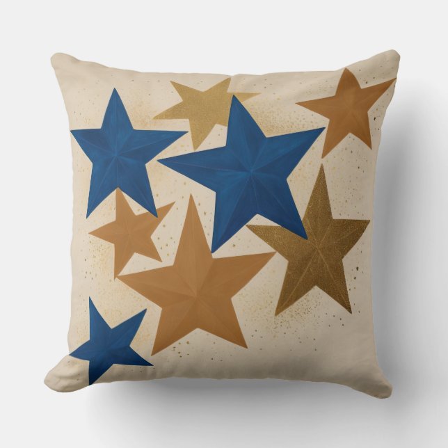 Gold und Blue Stars Kissen (Vorderseite)