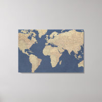 Gold und Blue World Map