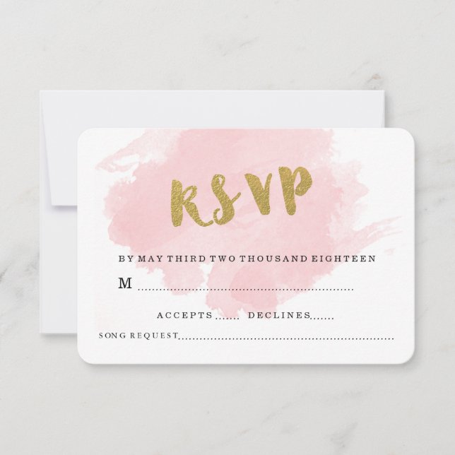 GOLD UND BLUSH WEDD RSVP KARTE (Vorderseite)