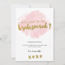Gold und Blush wirst du meine Bridesmaid sein? Einladung