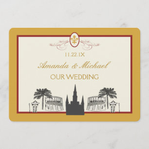 Gold-und Bordeaux-New- Orleansszenen Save the Date