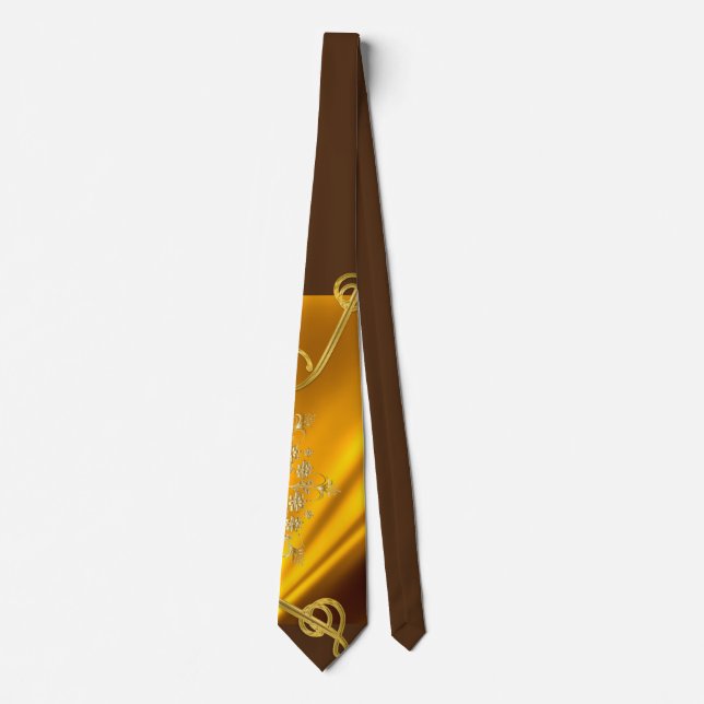Gold und Braun Farbe Neck Tie Krawatte (Vorderseite)