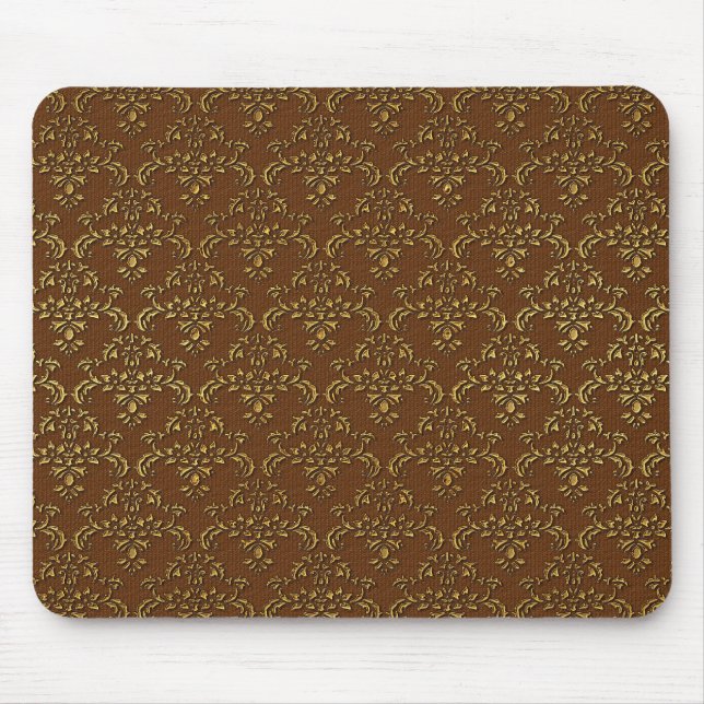 Gold und Brown Damask Mousepad (Vorne)