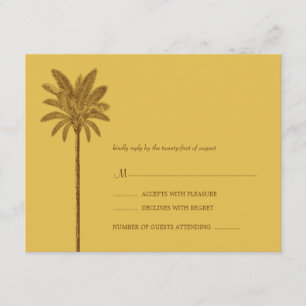 Gold und Brown Wedding RSVP Cards Beach Theme Karte