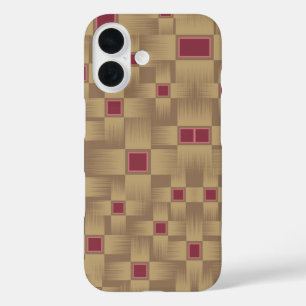 Gold und Burgund Abstrakt Weave iPhone 16 Hülle