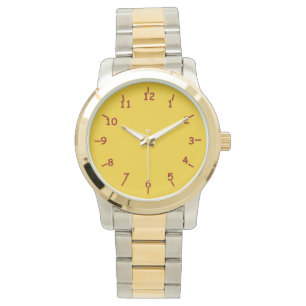 Gold und Burgund Armbanduhr