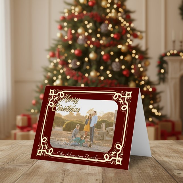 Gold und Burgund Gerahmtes Foto Weihnachten (Von Creator hochgeladen)