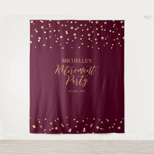 Gold- und Burgunder-Konfetti-Ruhestandsfeier-Hinte Wandteppich