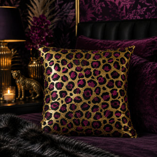 Gold- und Burgunder-Leopardenprint-Muster Kissen