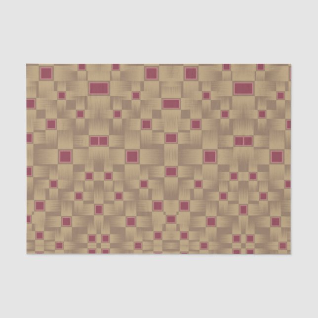 Gold- und Burgundy-Weave-Muster Seidenpapier (Vorderseite)