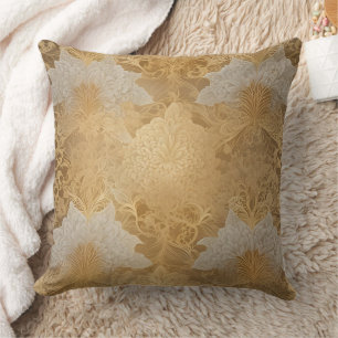 Gold- und cremefarbene KI-Kunst Kissen
