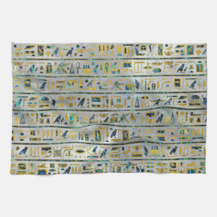 Gold- und der Ohrschneckeägyptische Hieroglyphen Geschirrtuch