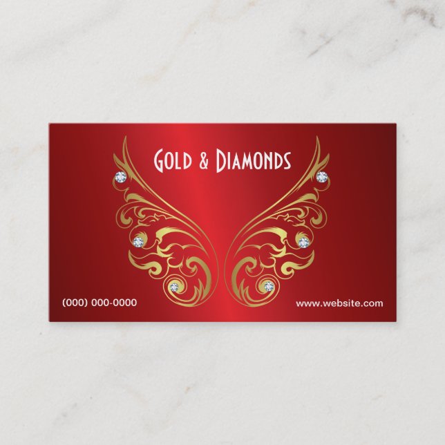 Gold-und Diamant-rote metallische Visitenkarte (Vorderseite)