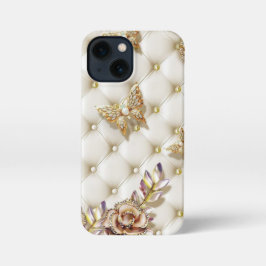 Gold und Diamantschmetterlinge und Blütenschmetter iPhone 13 Mini Hülle