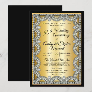 Gold und Diamond 50-jähriges Party zum Hochzeitsta Einladung