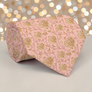 Gold- und Dusty-Pink elegante Herz Custom-Schlips Krawatte