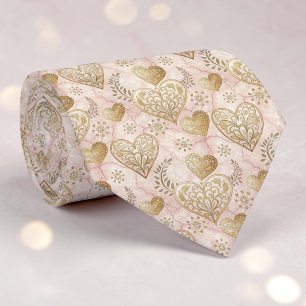 Gold- und Dusty-Pink-elegantes-Herz-Individualschl Krawatte