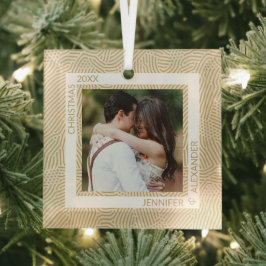 Gold und Elfenbein-Foto Ornament Aus Glas