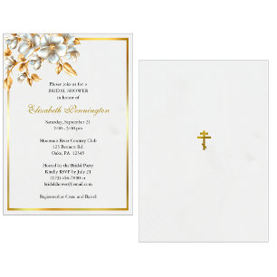 Gold und Elfenbein-Orthodoxes Christliches Brautpa Einladung