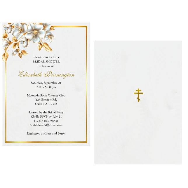 Gold und Elfenbein-Orthodoxes Christliches Brautpa Einladung (Von Creator hochgeladen)