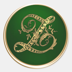 Gold und Emerald Monogram Z Umschlag Aufkleber