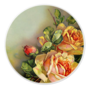 Gold und erröten Vintage Rosen Keramikknauf