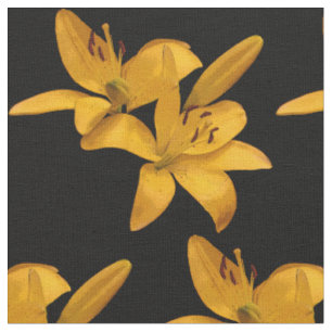 Gold und gelbes Lilien-Blumen-Gewebe Stoff