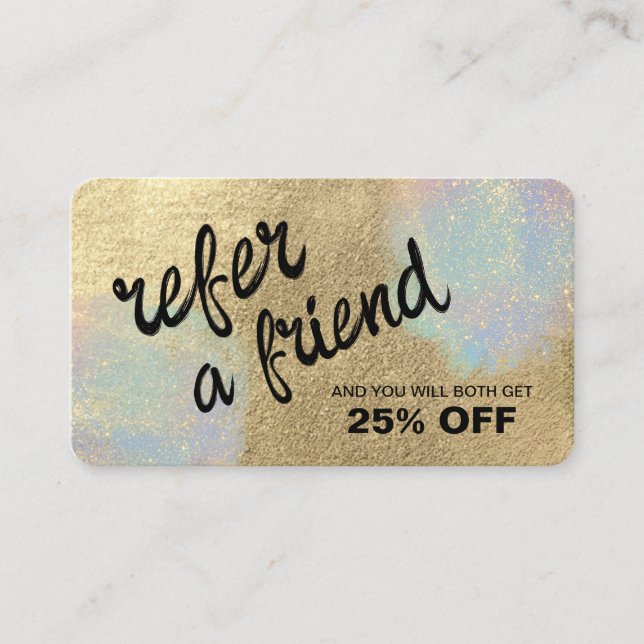 Gold und Glitzer Empfehlungskarte (Vorderseite)