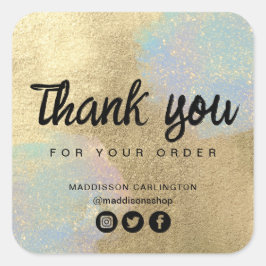 Gold und Glitzer Quadratischer Aufkleber