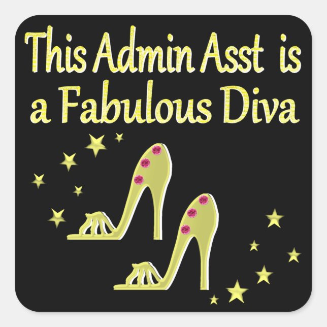 GOLD UND GLITZY ADMIN ASST SHOVER DESIGN QUADRATISCHER AUFKLEBER (Vorderseite)