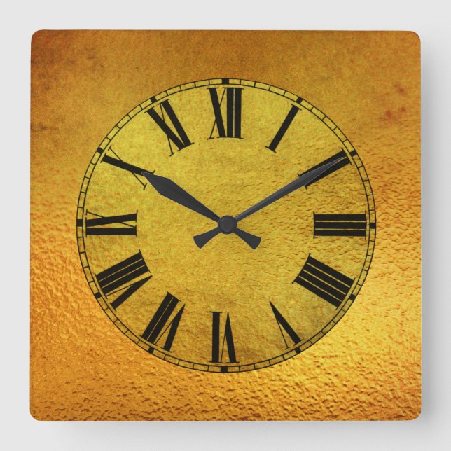Gold- und Goldfoileffekt Quadratische Wanduhr (Vorderseite)
