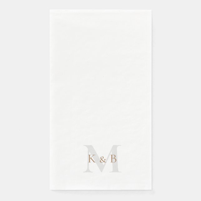 Gold und Grau Monogram weiß Serviette (Vorderseite)